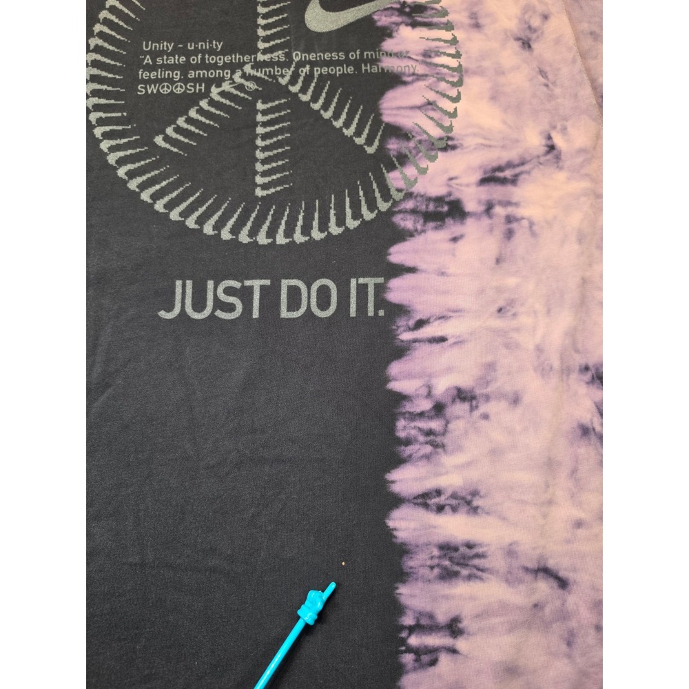Nike Mens Tie Dye Peace Sign Graphic T-Shirt Black Purple Unity Just Do It Sz L - Picture 8 of 10